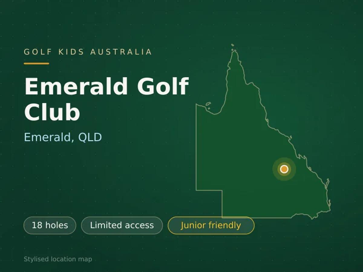 Stylised map showing the location of Emerald Golf Club in Emerald, QLD - not a photograph of the course