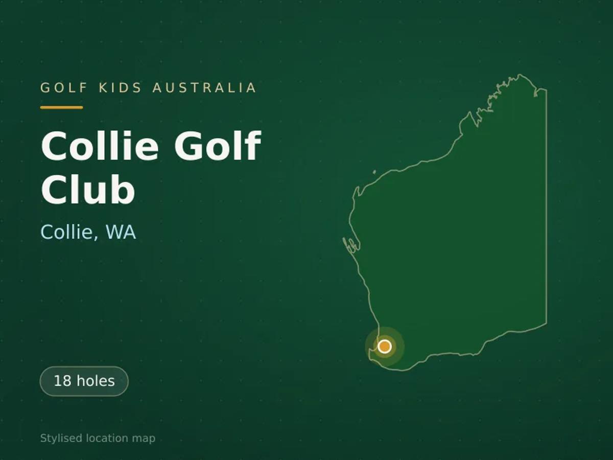 Stylised map showing the location of Collie Golf Club in Collie, WA - not a photograph of the course