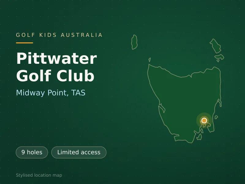 Stylised map showing the location of Pittwater Golf Club in Midway Point, TAS - not a photograph of the course