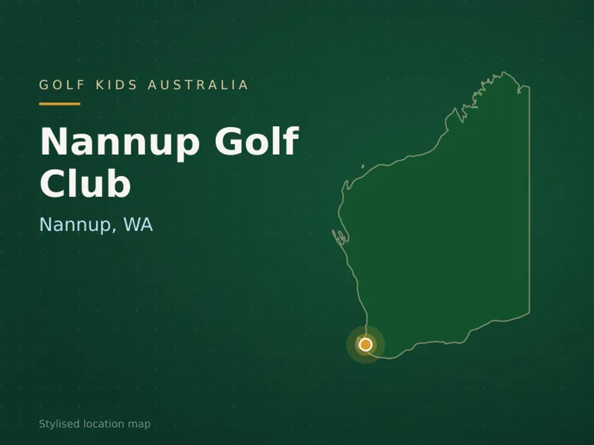 Stylised map showing the location of Nannup Golf Club in Nannup, WA - not a photograph of the course