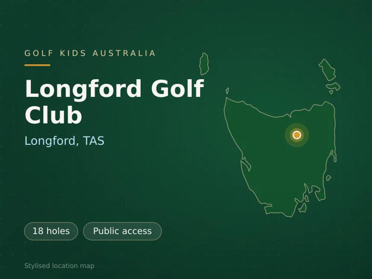 Stylised map showing the location of Longford Golf Club in Longford, TAS - not a photograph of the course