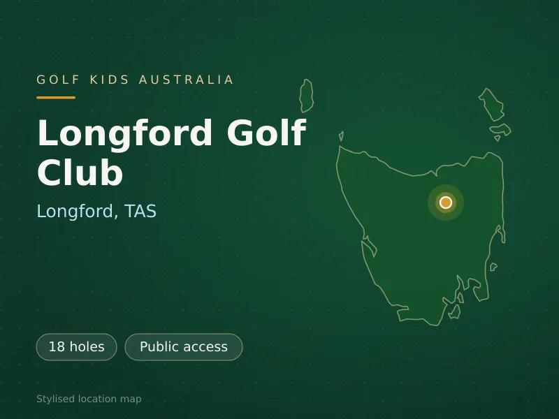 Stylised map showing the location of Longford Golf Club in Longford, TAS - not a photograph of the course