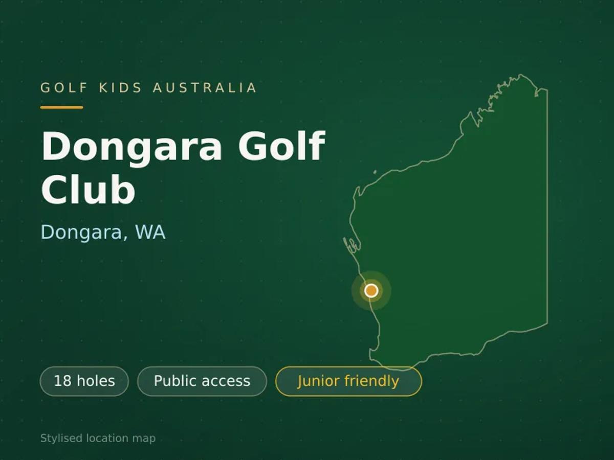Stylised map showing the location of Dongara Golf Club in Dongara, WA - not a photograph of the course
