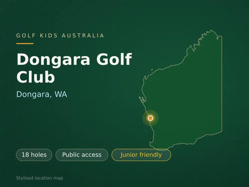 Stylised map showing the location of Dongara Golf Club in Dongara, WA - not a photograph of the course