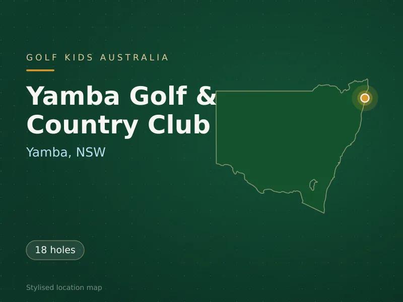 Stylised map showing the location of Yamba Golf & Country Club in Yamba, NSW - not a photograph of the course
