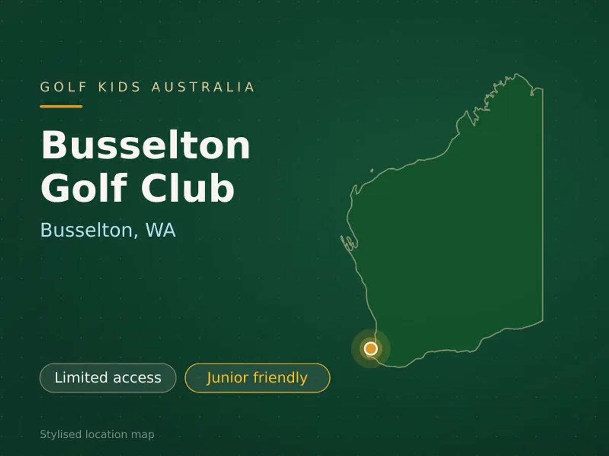 Stylised map showing the location of Busselton Golf Club in Busselton, WA - not a photograph of the course
