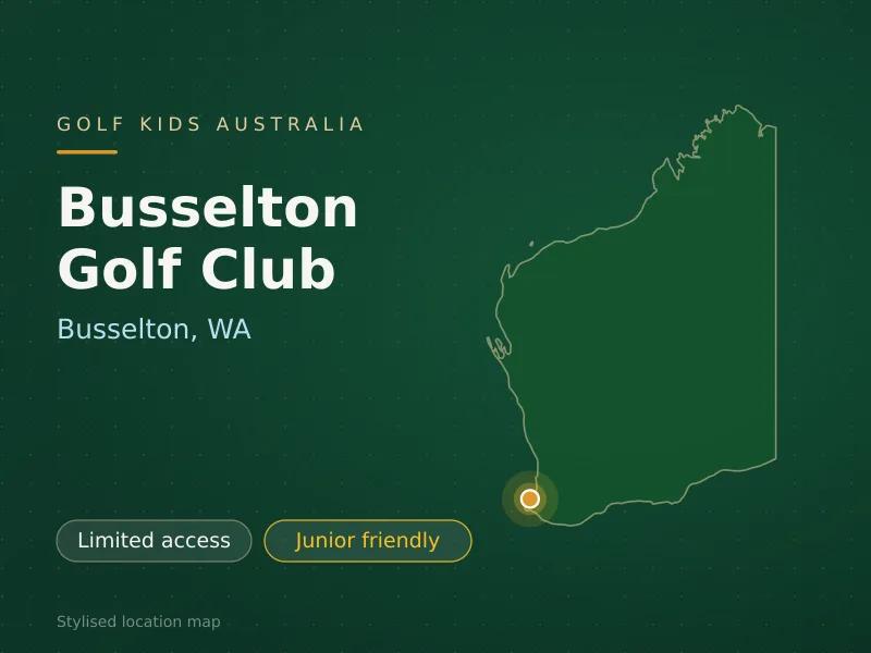 Stylised map showing the location of Busselton Golf Club in Busselton, WA - not a photograph of the course
