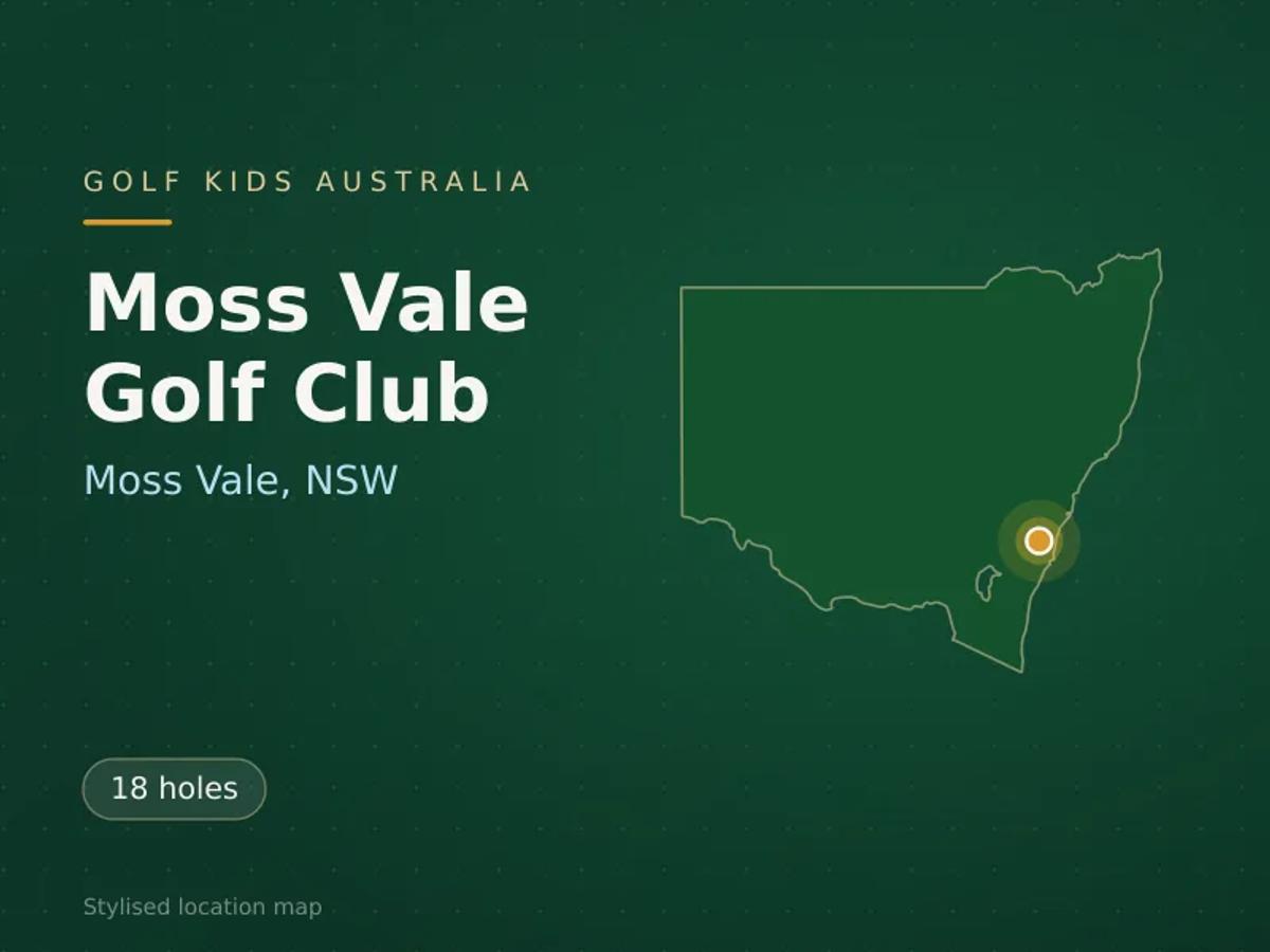 Stylised map showing the location of Moss Vale Golf Club in Moss Vale, NSW - not a photograph of the course