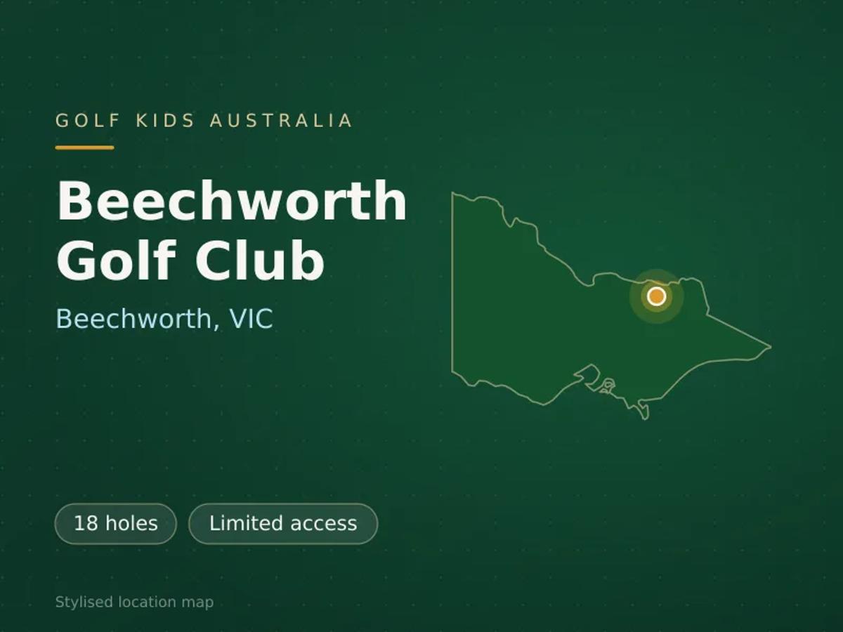 Stylised map showing the location of Beechworth Golf Club in Beechworth, VIC - not a photograph of the course