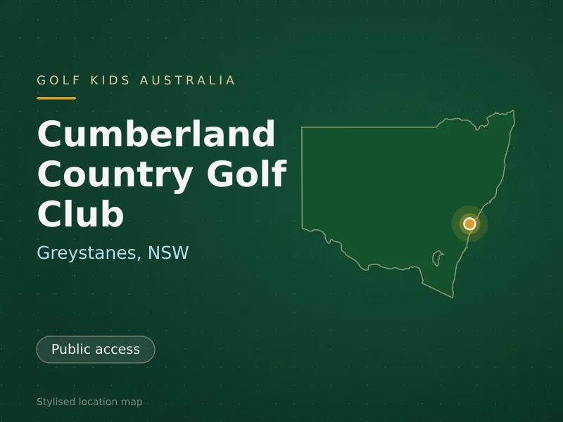 Stylised map showing the location of Cumberland Country Golf Club in Greystanes, NSW - not a photograph of the course