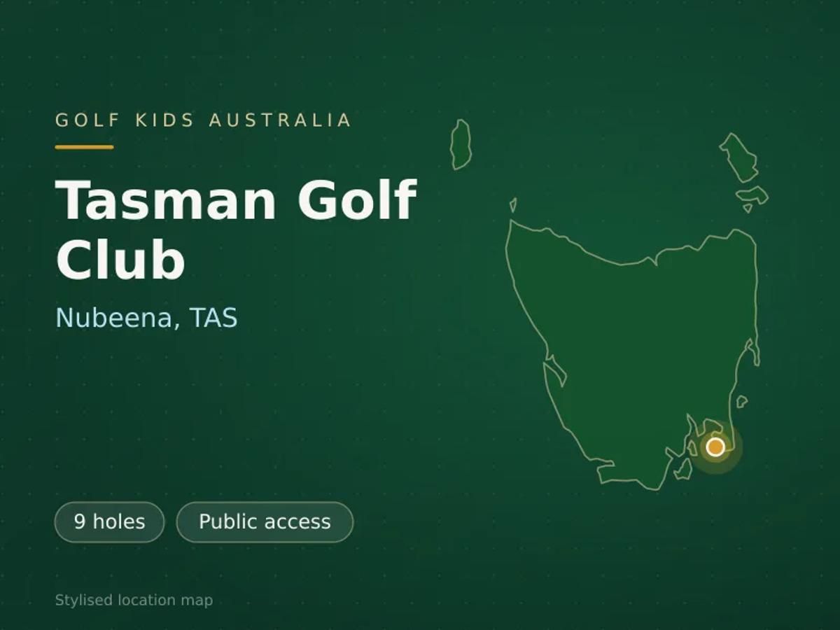 Stylised map showing the location of Tasman Golf Club in Nubeena, TAS - not a photograph of the course