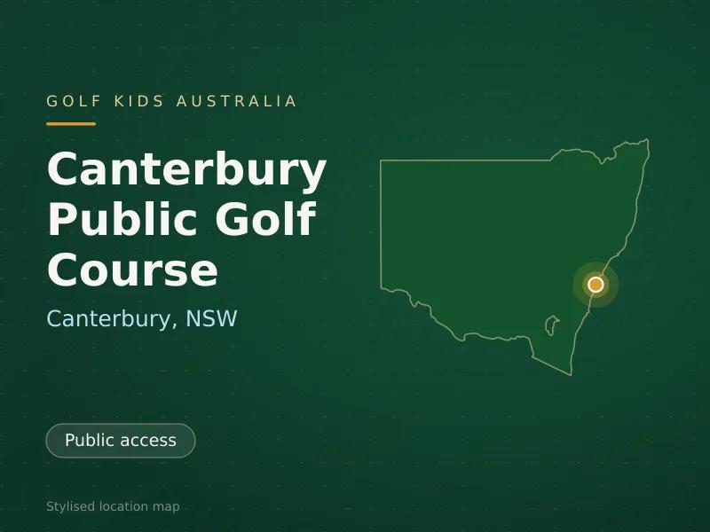 Stylised map showing the location of Canterbury Public Golf Course in Canterbury, NSW - not a photograph of the course