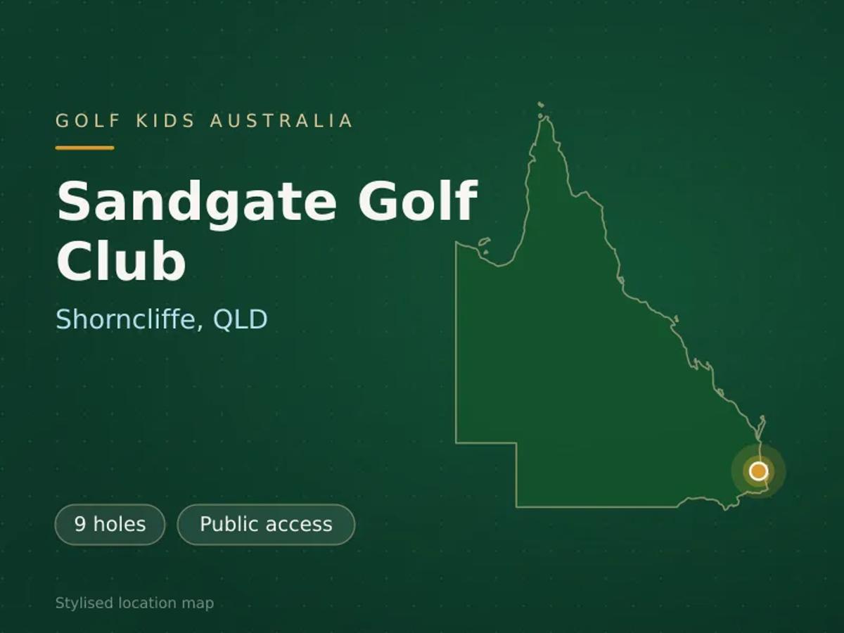 Stylised map showing the location of Sandgate Golf Club in Shorncliffe, QLD - not a photograph of the course