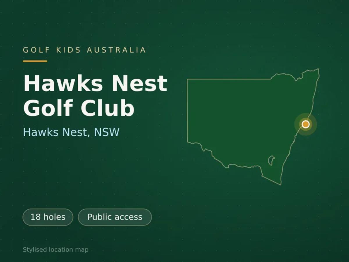 Stylised map showing the location of Hawks Nest Golf Club in Hawks Nest, NSW - not a photograph of the course