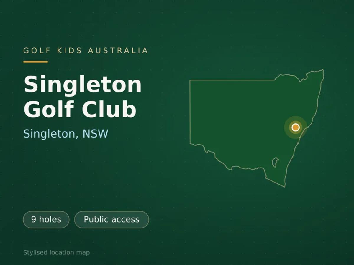 Stylised map showing the location of Singleton Golf Club in Singleton, NSW - not a photograph of the course