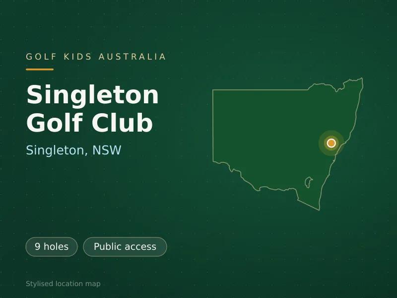 Stylised map showing the location of Singleton Golf Club in Singleton, NSW - not a photograph of the course