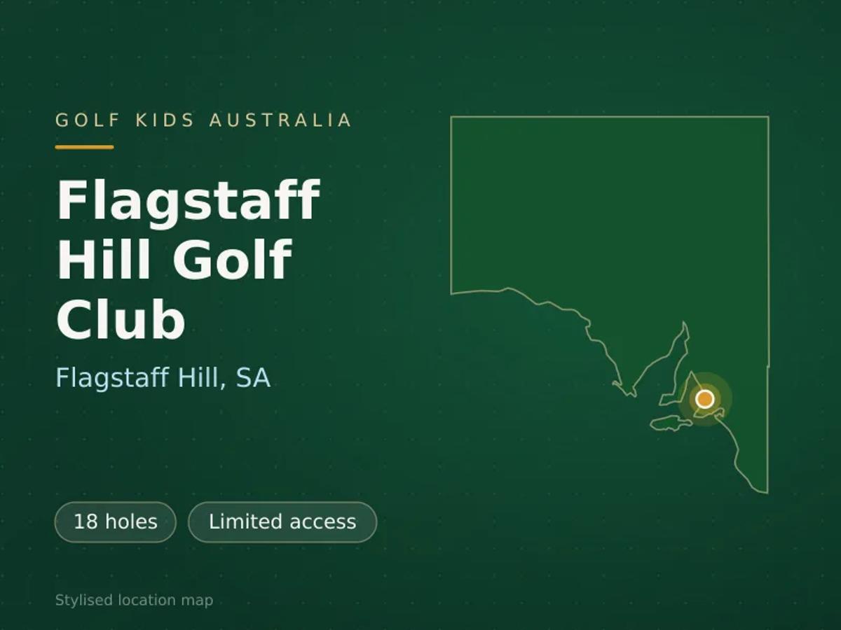 Stylised map showing the location of Flagstaff Hill Golf Club in Flagstaff Hill, SA - not a photograph of the course