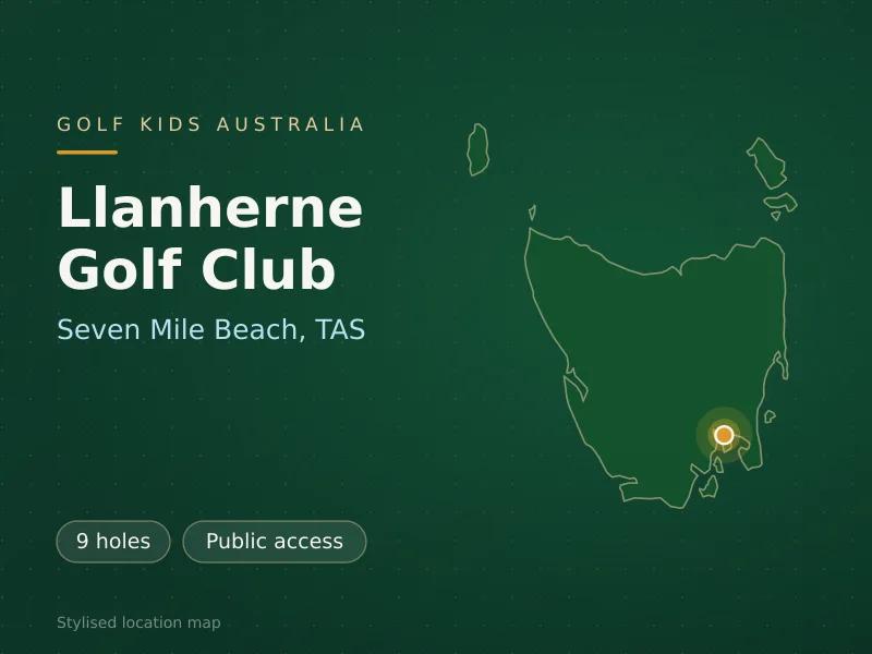 Stylised map showing the location of Llanherne Golf Club in Seven Mile Beach, TAS - not a photograph of the course