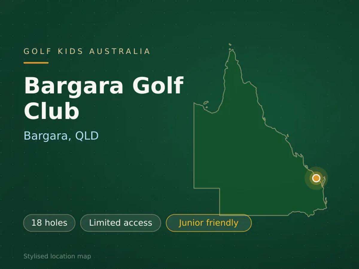 Stylised map showing the location of Bargara Golf Club in Bargara, QLD - not a photograph of the course