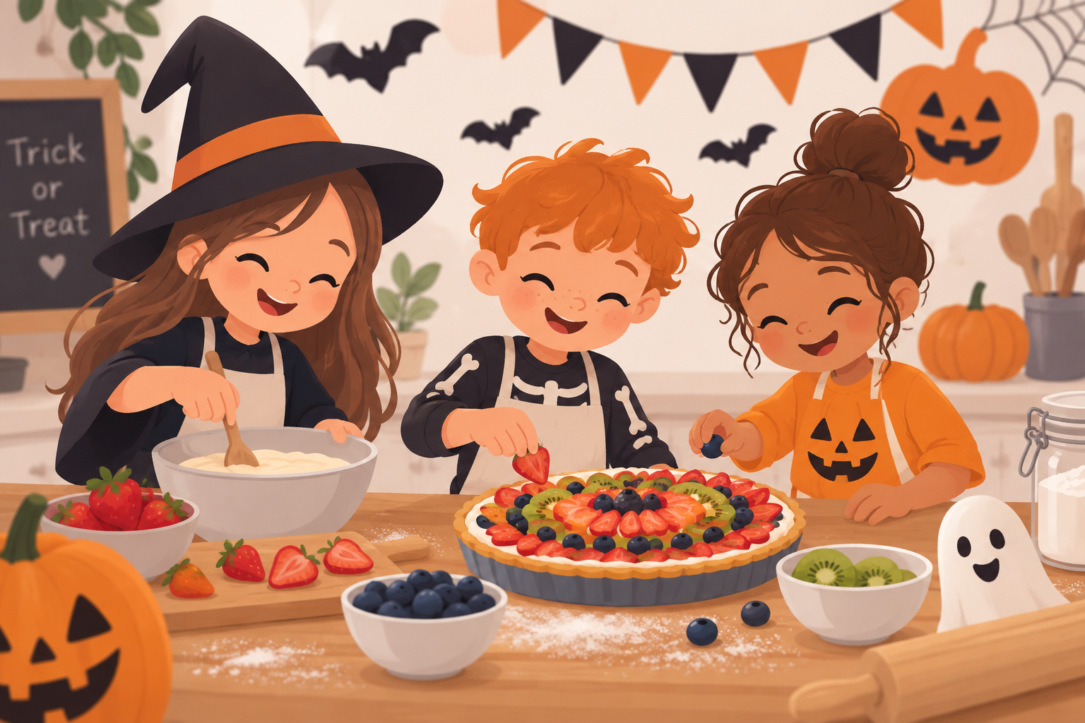 Halloween - enfants qui cuisinent