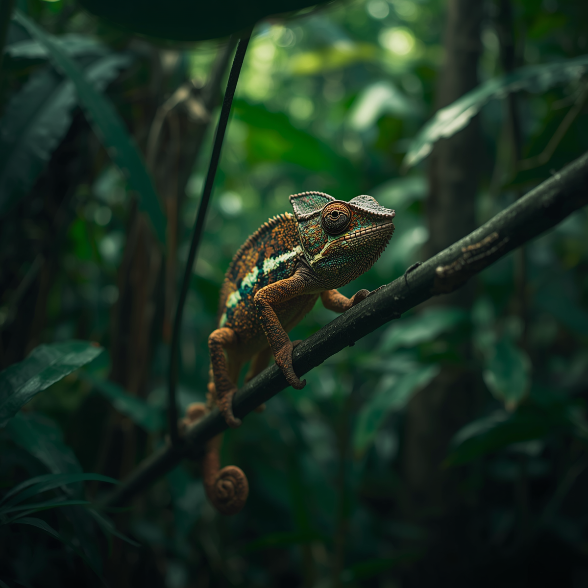Cameleon in the jungle