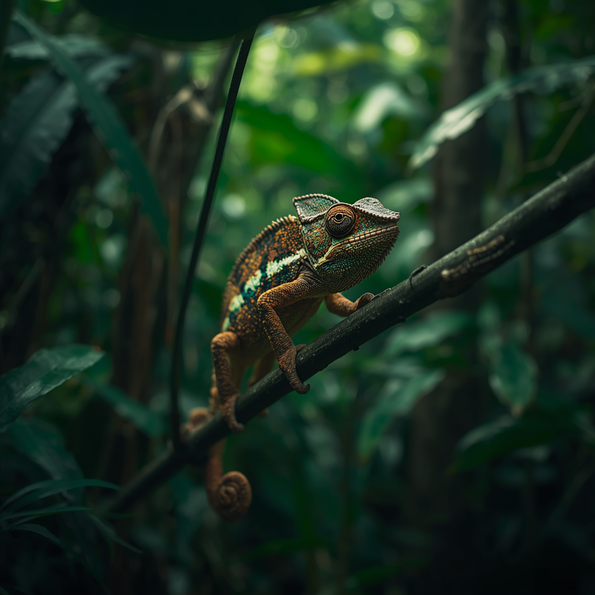 Cameleon in the jungle
