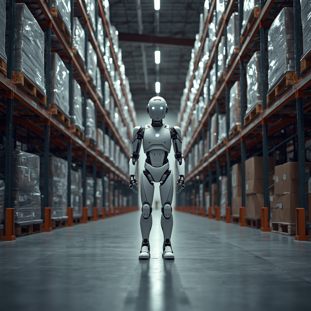 humanoid waiting in the warehouse