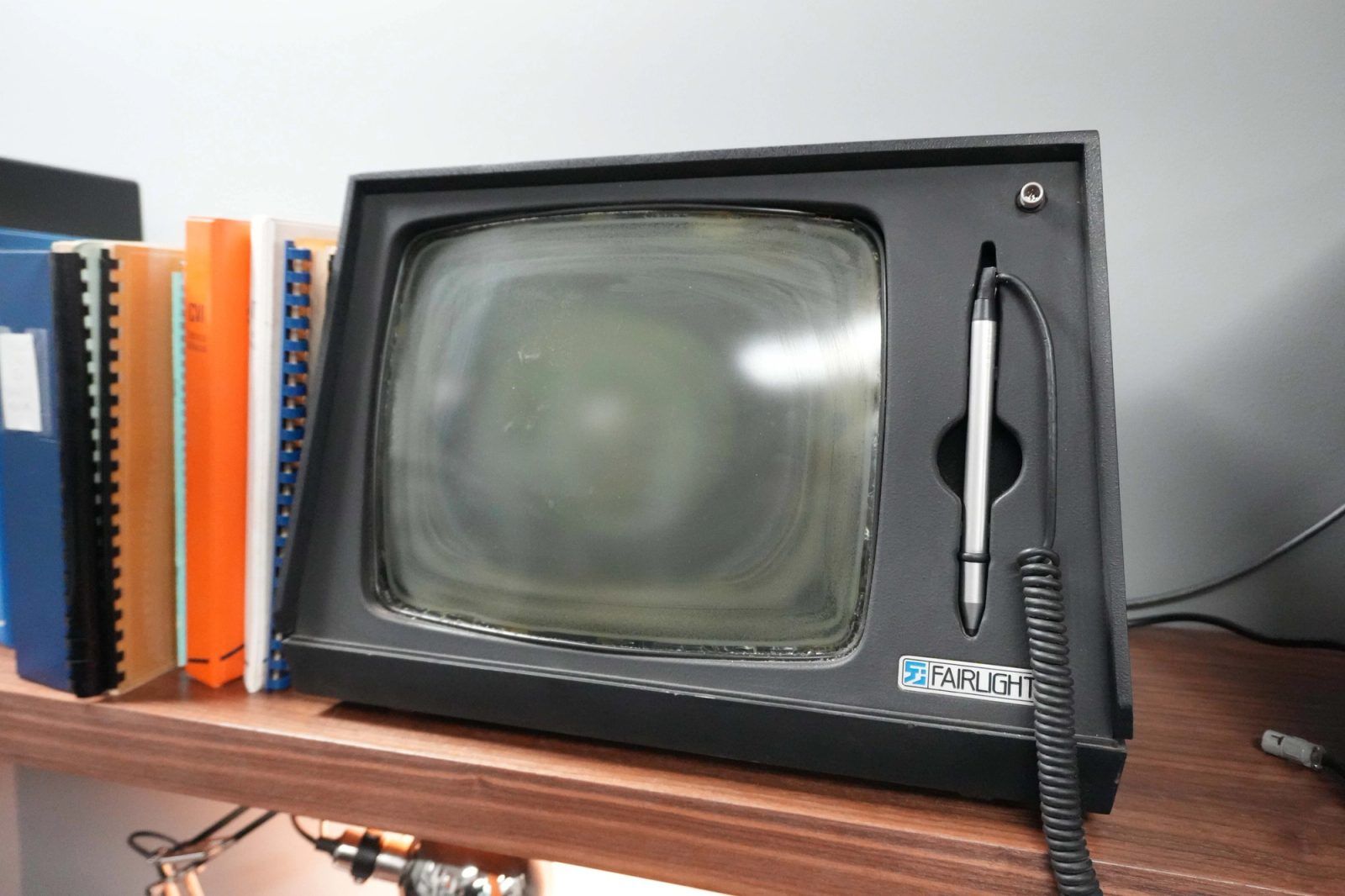 Fairlight CMI monitor with the light pen in its holster