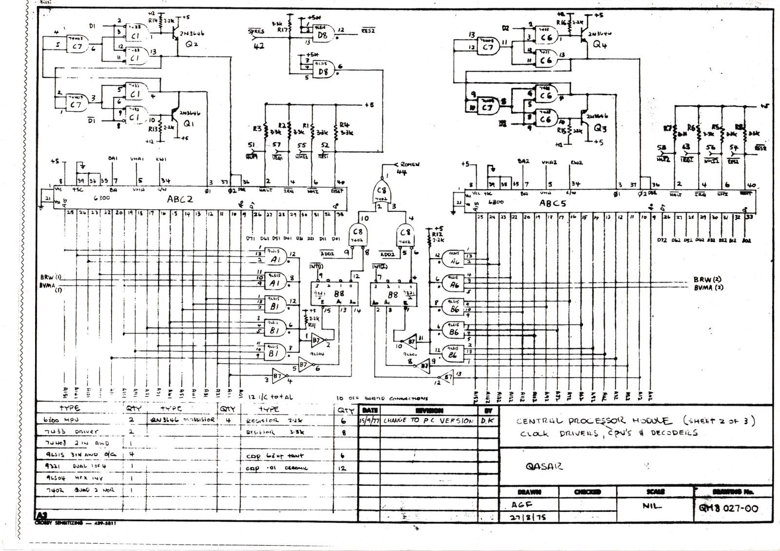 QASAR central processor module schematic, 1975