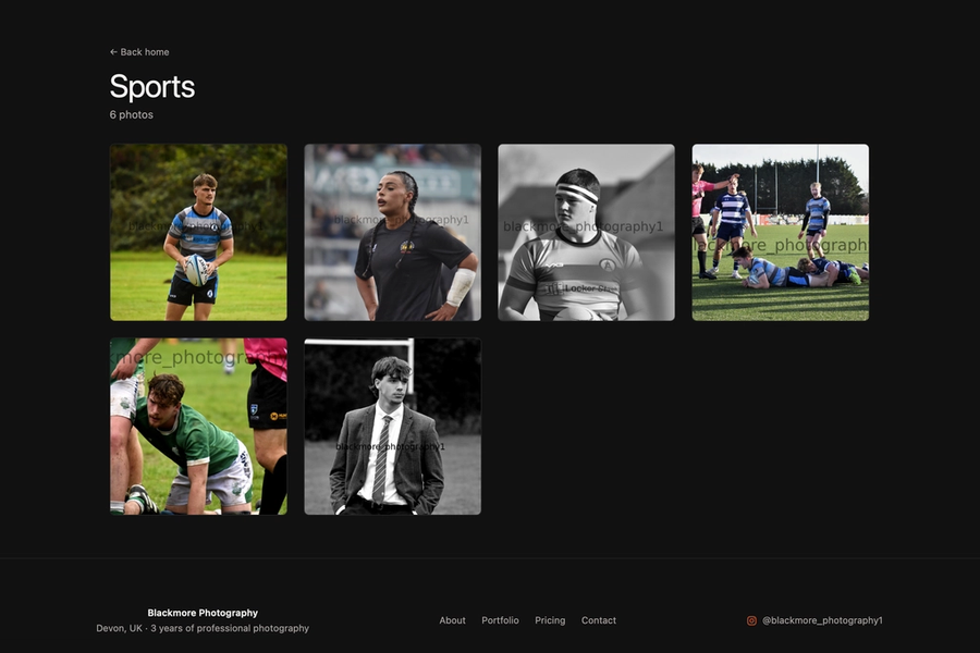 Blackmore Photography Website Design screenshot 2