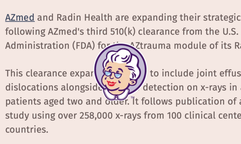 AZtrauma FDA clearance now includes joint effusions and dislocations