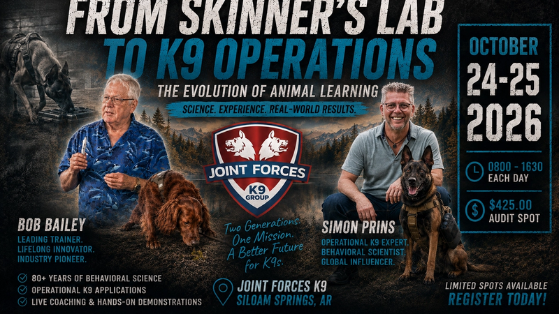 Bob Bailey and Simon Prins event at Joint Forces K9 Siloam Springs, AR