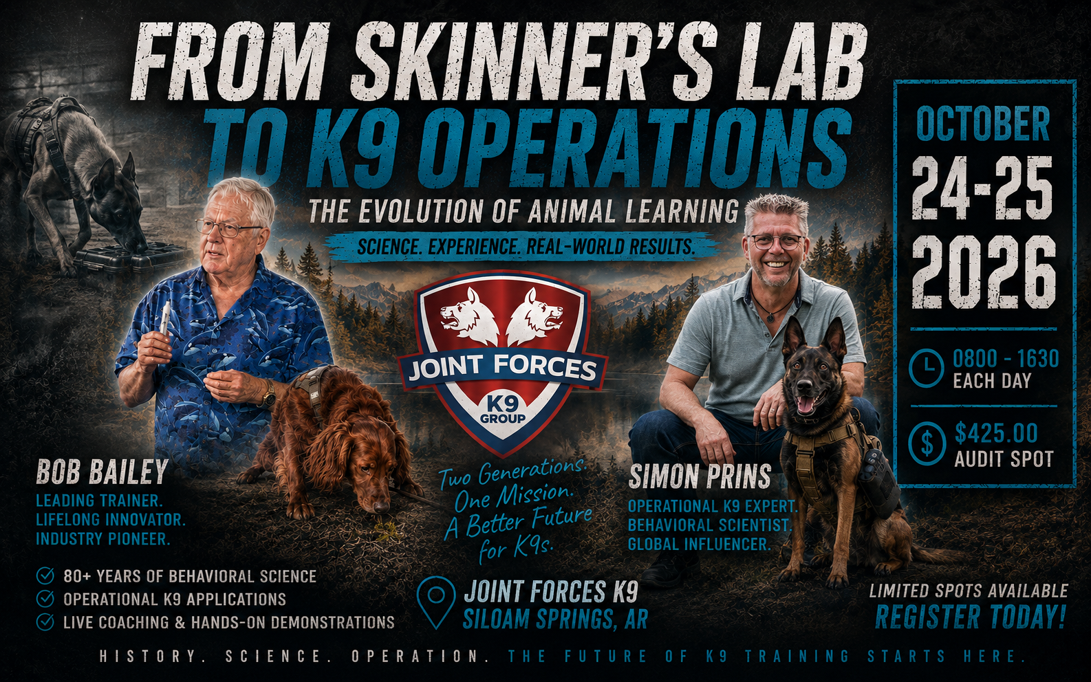 Bob Bailey and Simon Prins event at Joint Forces K9 Siloam Springs, AR
