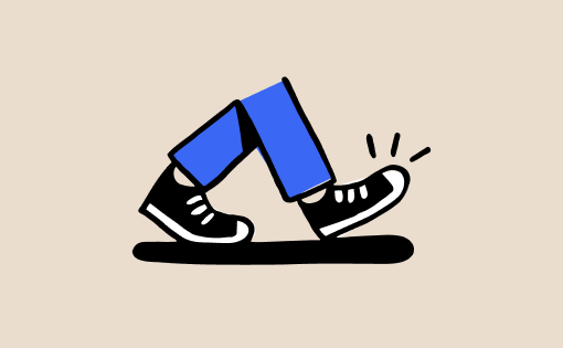 Flip app illustration of a walking pair of legs in a colourful cartoon style