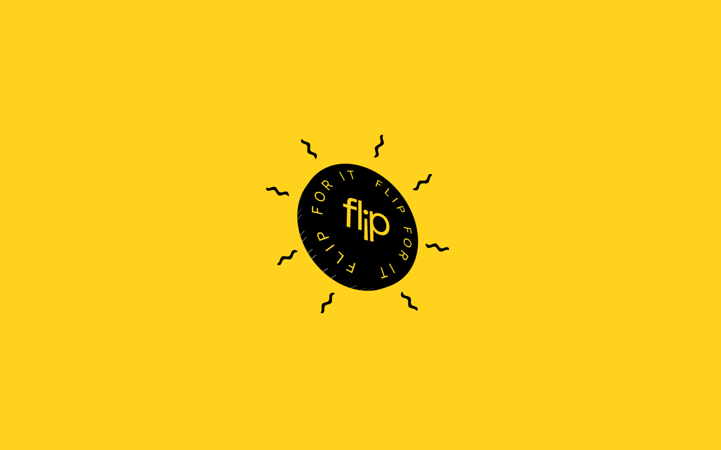 Flip logo - a 'flip' branded coin spinning on a yellow background