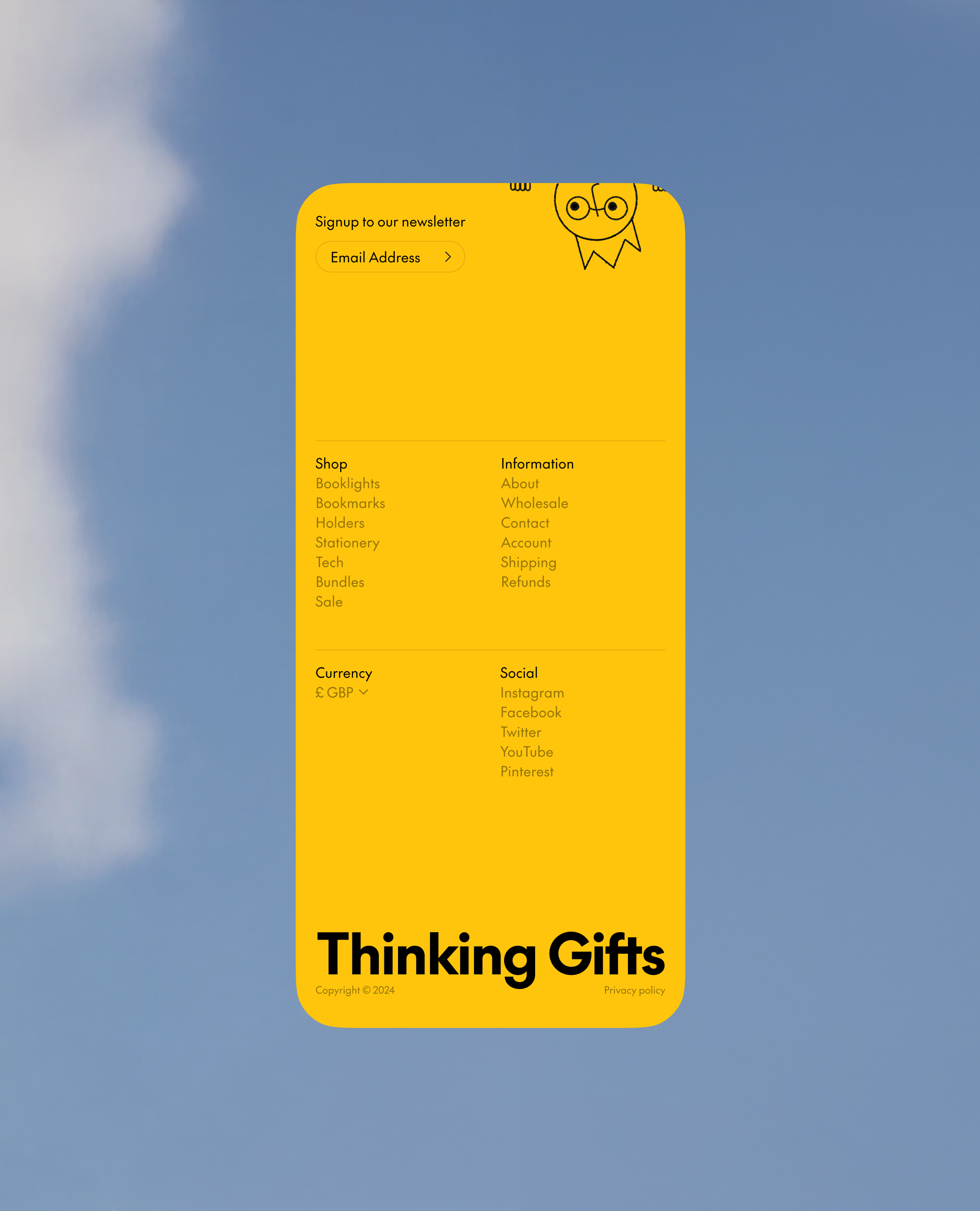 Thinking Gifts Mobile Footer