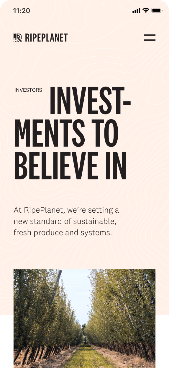 Mobile Ripe Planet website investment page