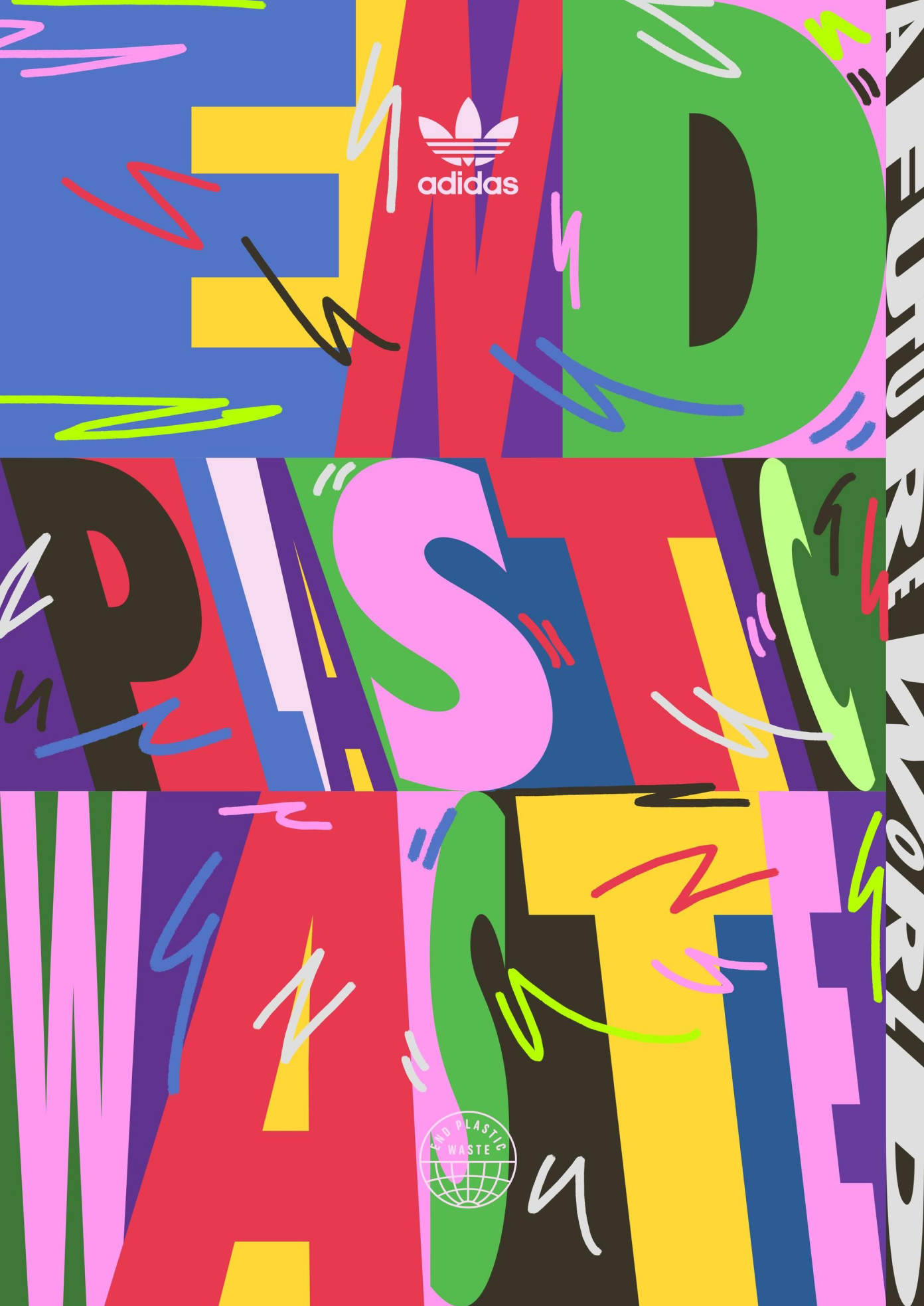 Bright coloured text artwork created by Kris Andrew Small for Adidas