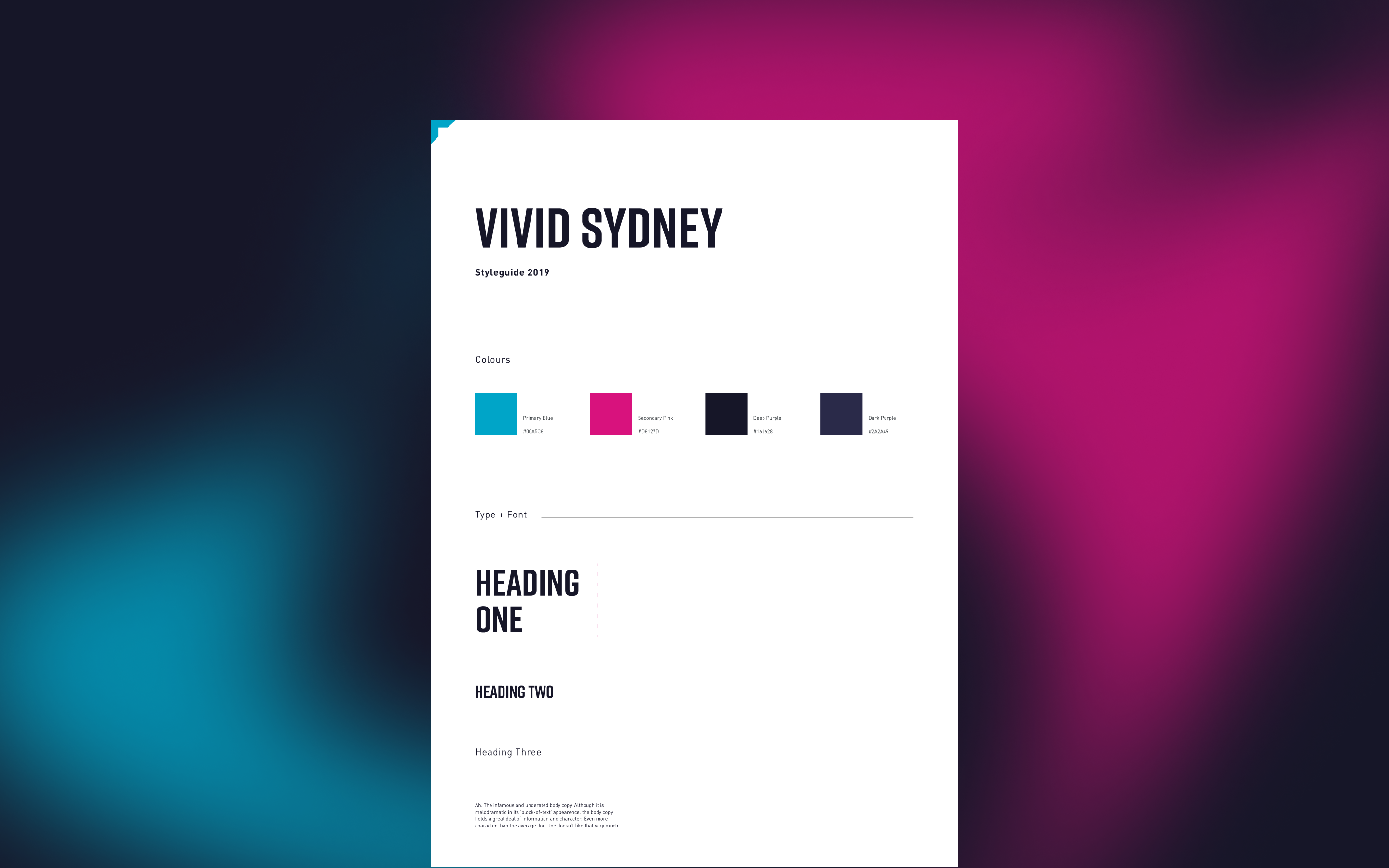 Vivid Sydney website design elements arrayed over a colour blur background