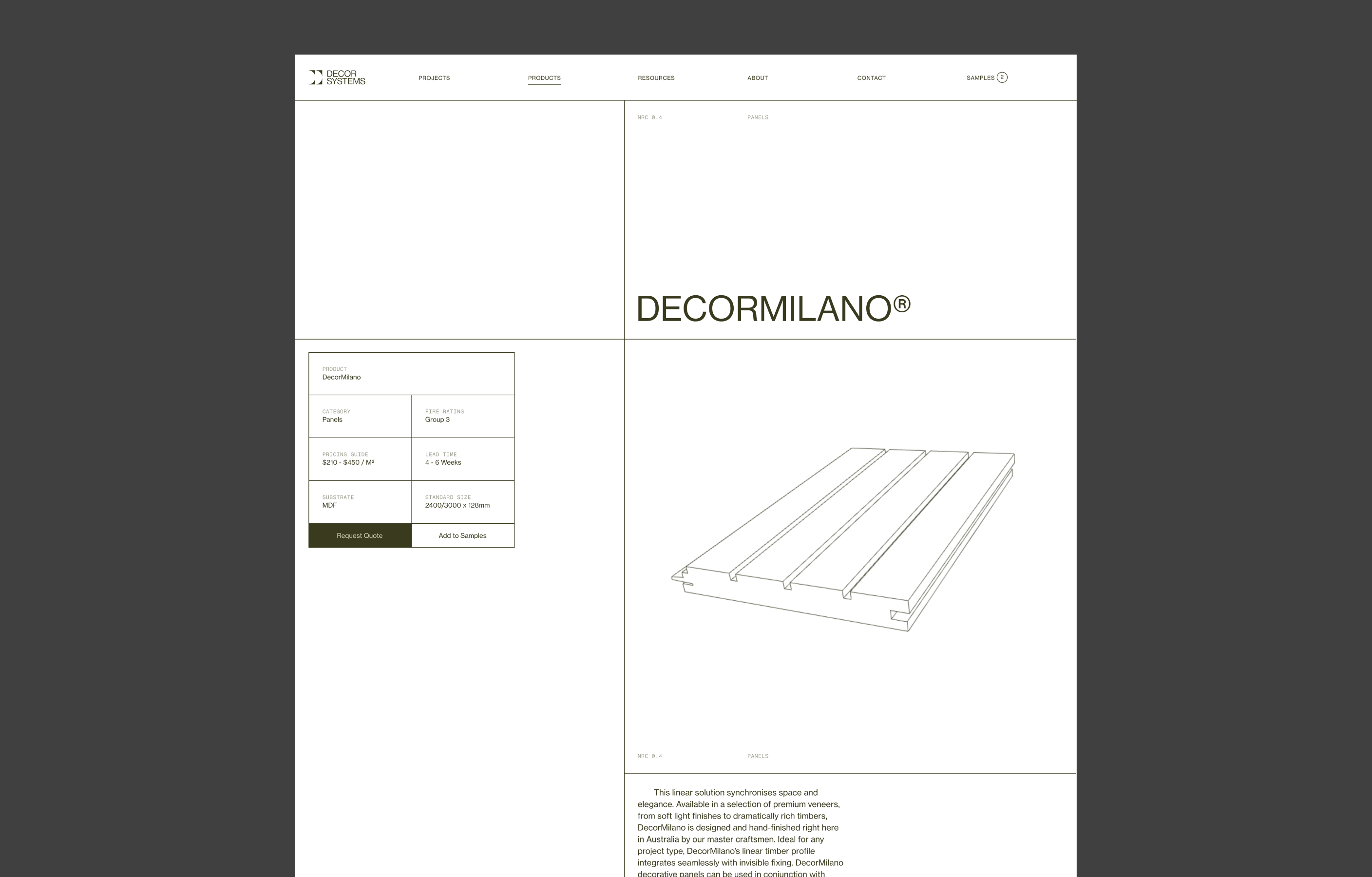 Decor Systems new desktop product page
