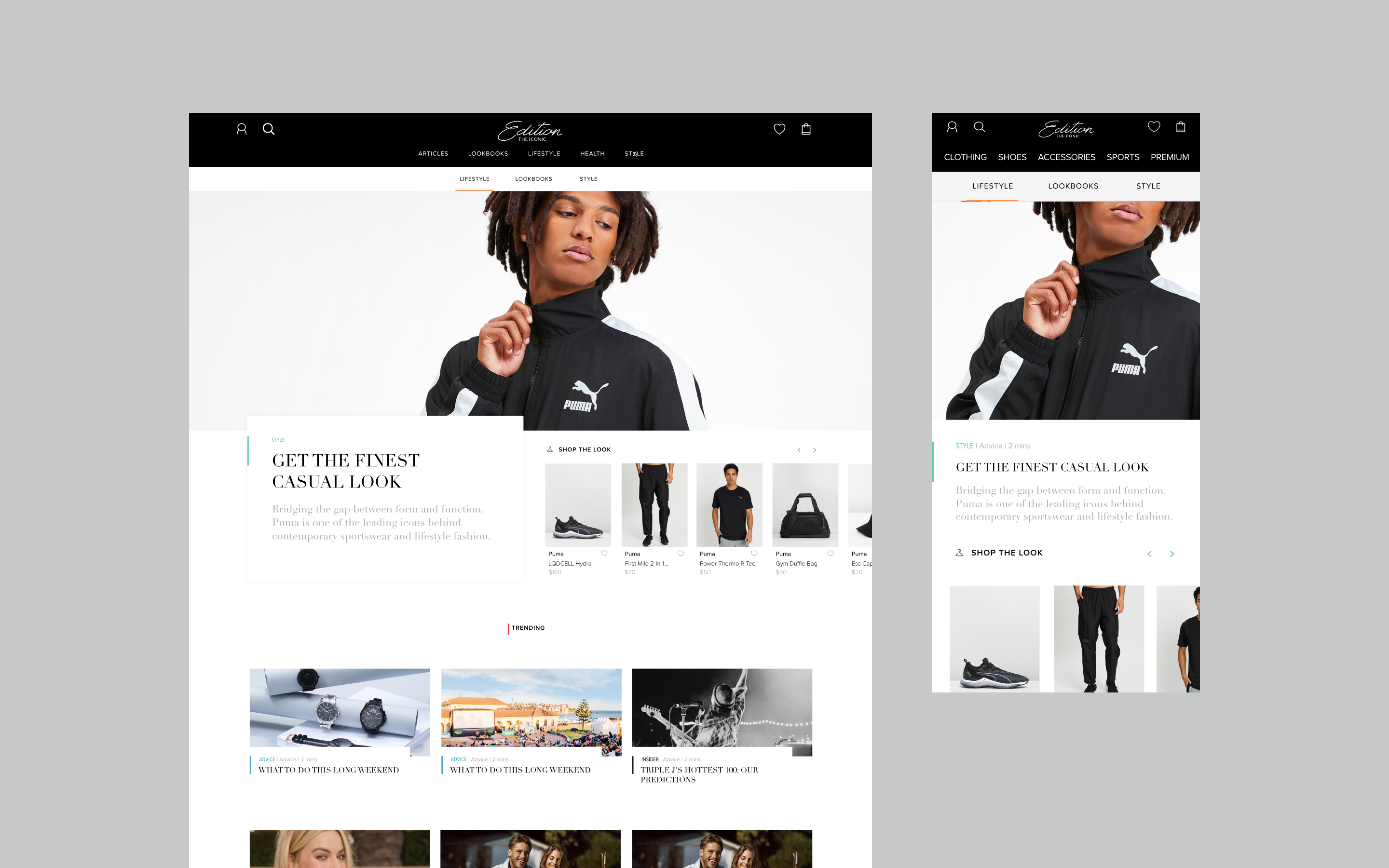 Edition by THE ICONIC's new homepage design, showcasing editorial and retail items