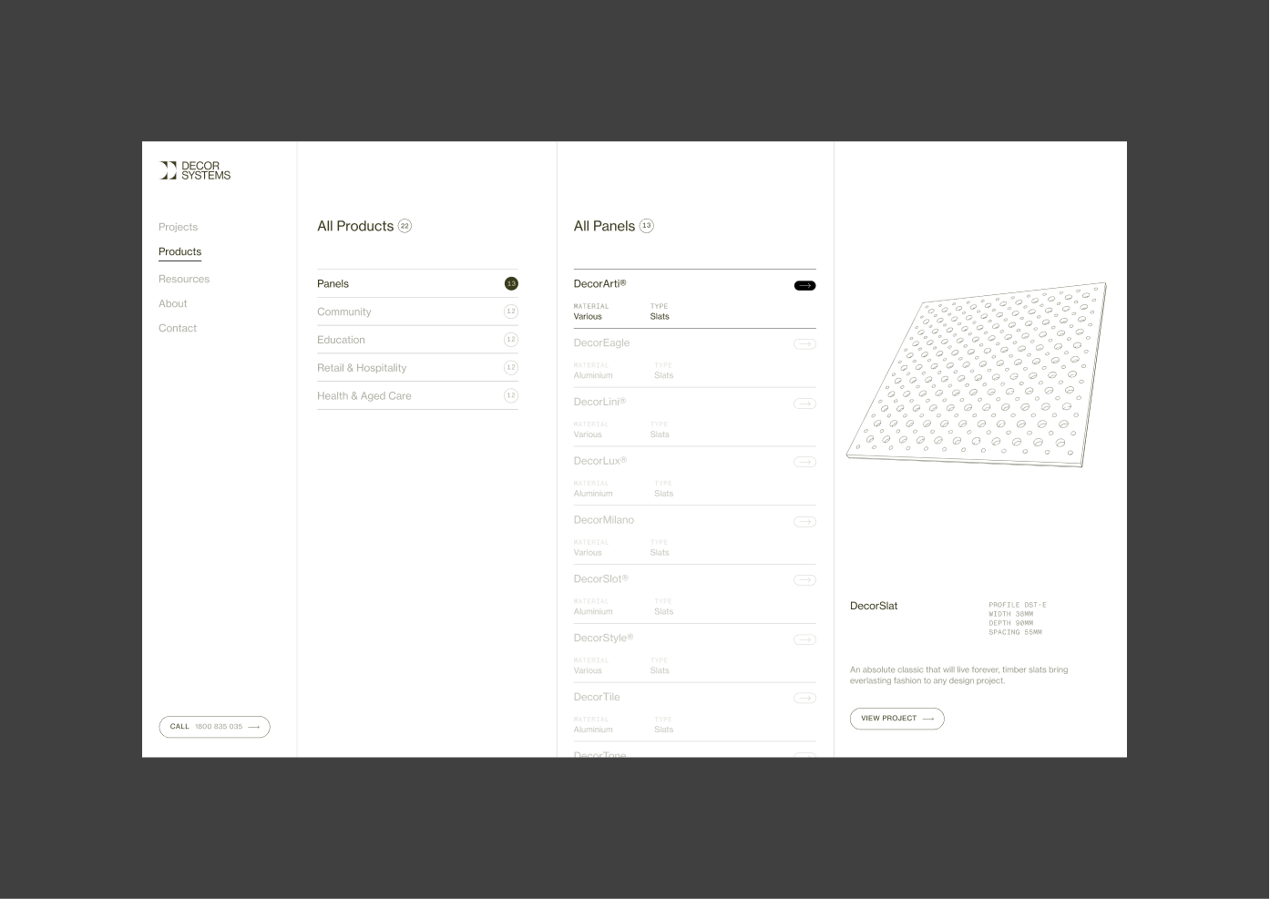 Decor Systems new cascading website menu showcasing a 3d model