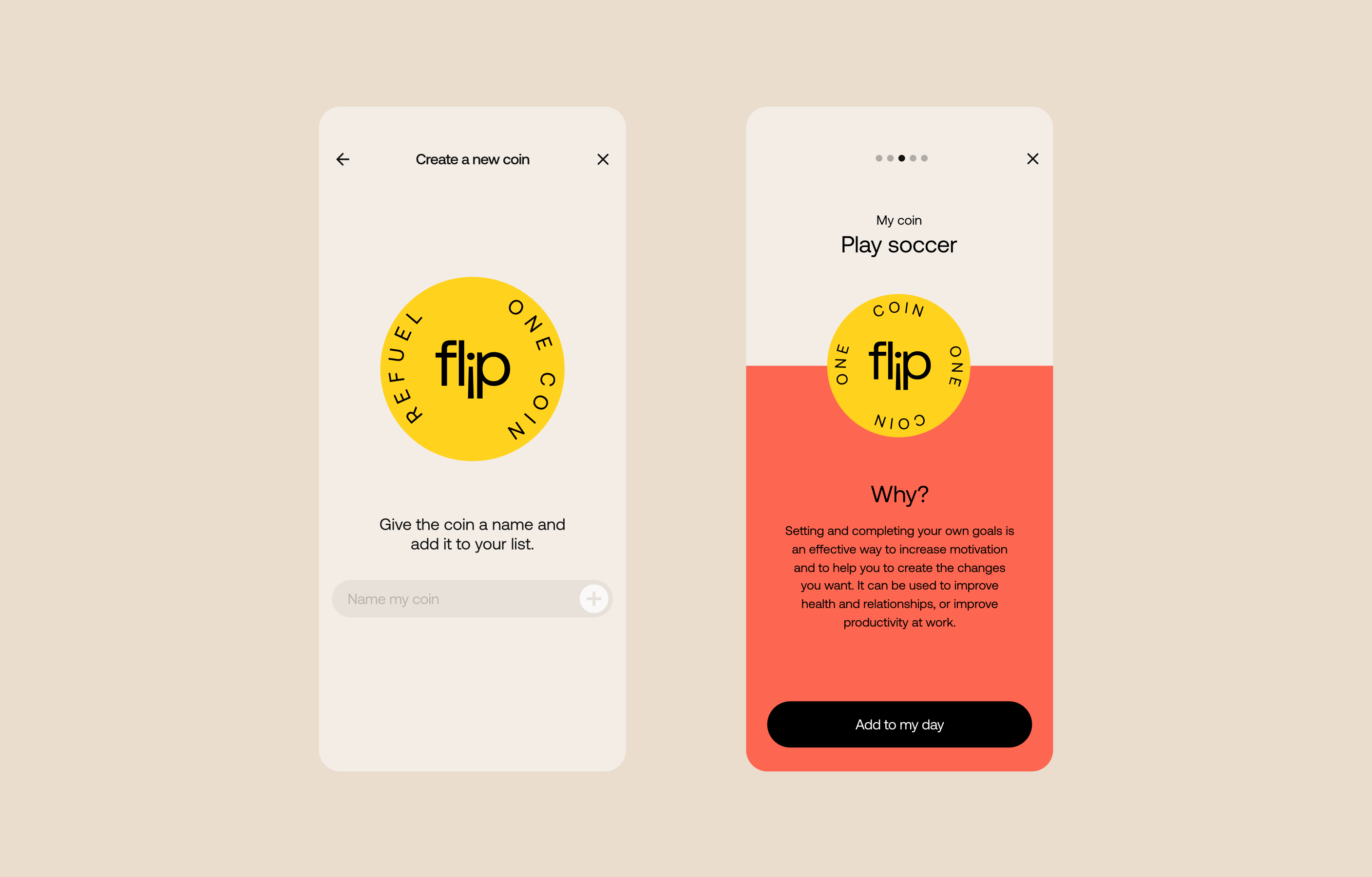 Flip app activity creation screens