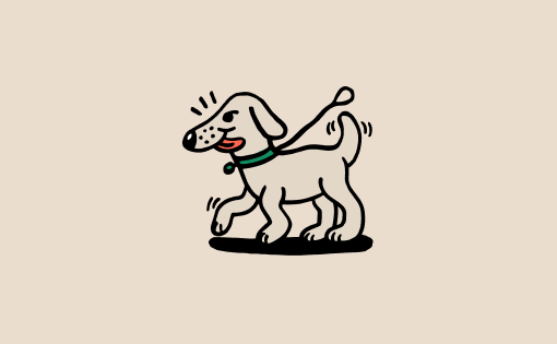 Flip app illustration of a smiling dog in a colourful cartoon style