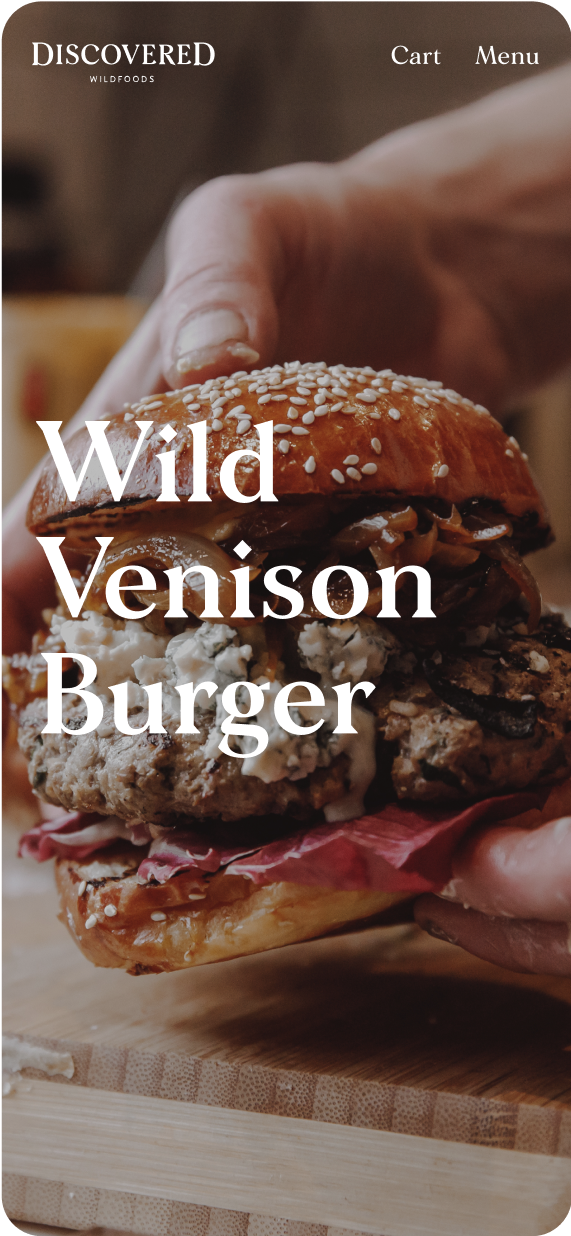 Wild Venison Burger mobile recipe page on discovered foods