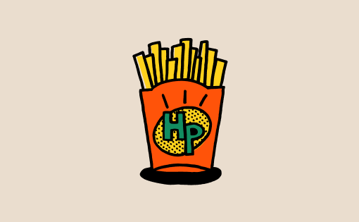 Flip app illustration of french fries in a colourful cartoon style