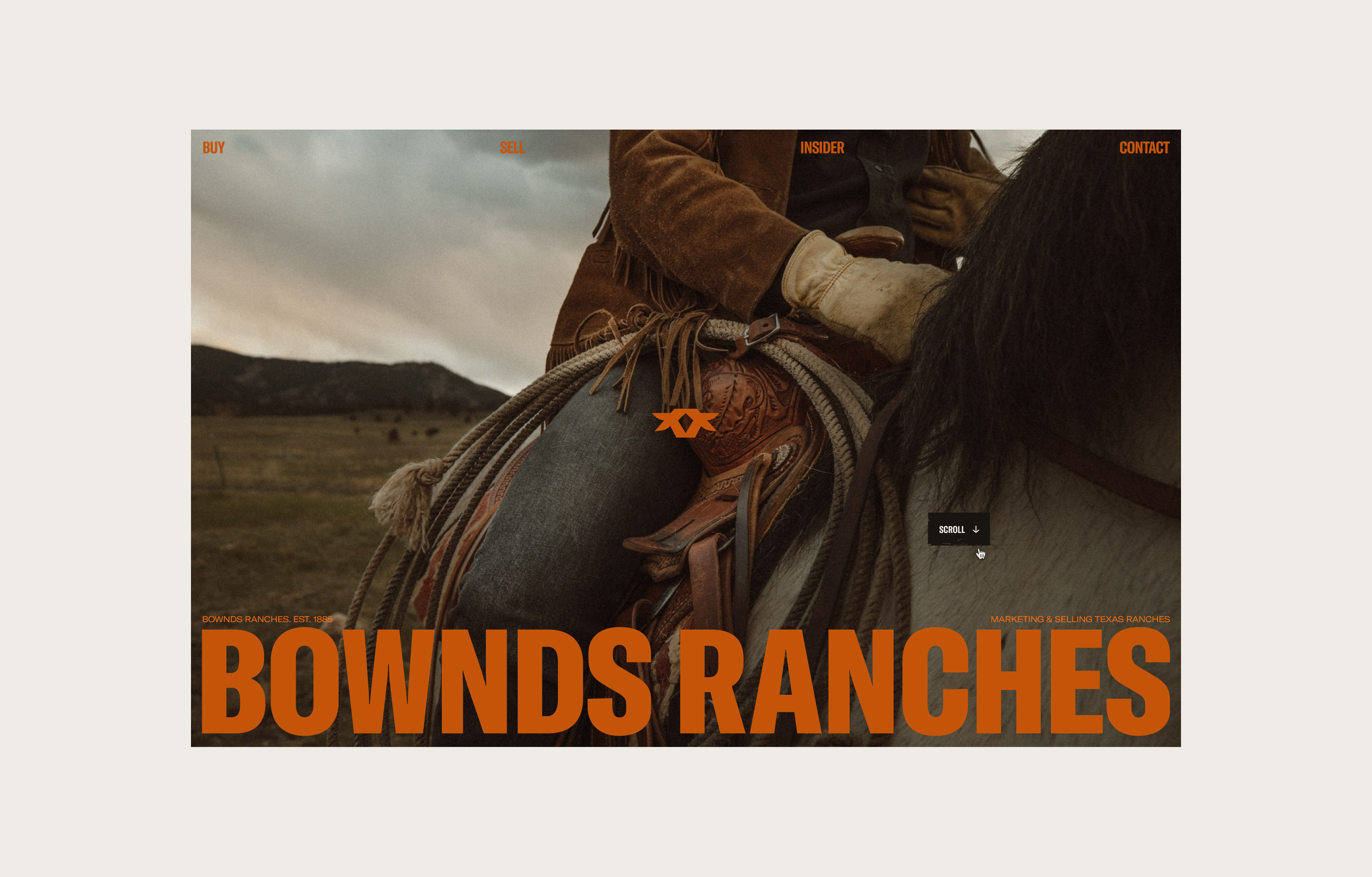 Bownds Ranches homepage hero landing
