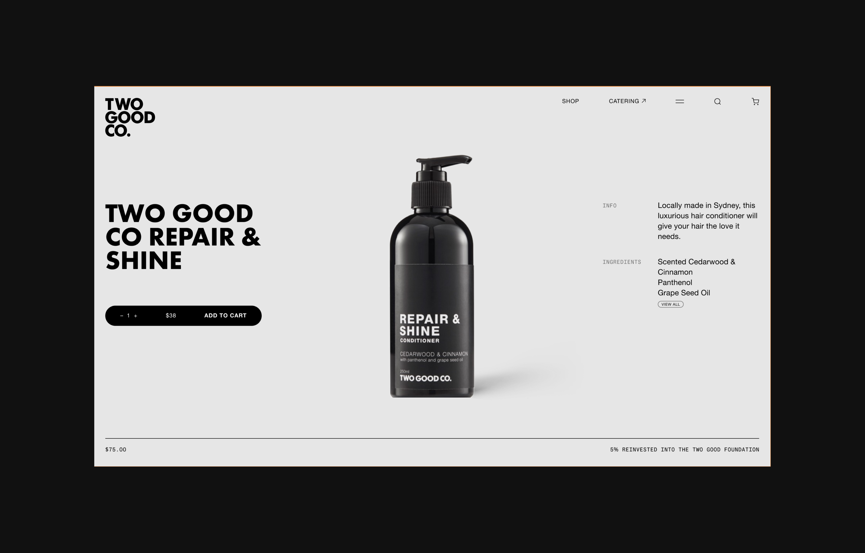 Two Good new product page for their shampoo