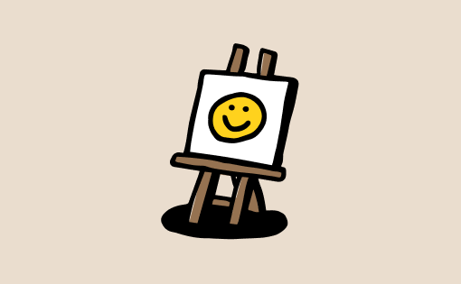 Flip app illustration of an easel in a colourful cartoon style