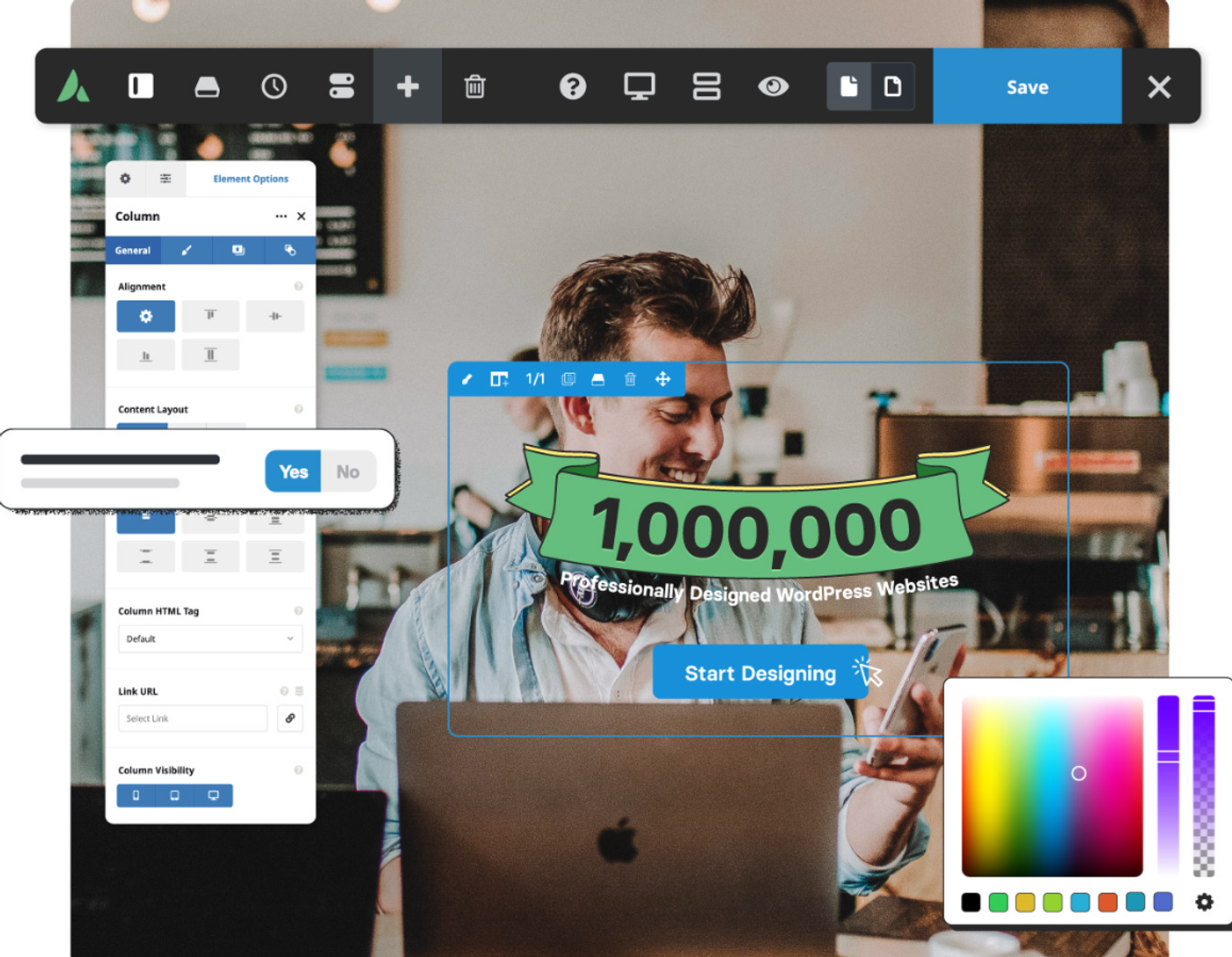 Avada Visual Builder for editing WordPress website pages